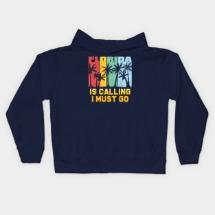 Florida Is Calling I Must Go Vintage Summer Beach Lover Sun Kids Hoodie